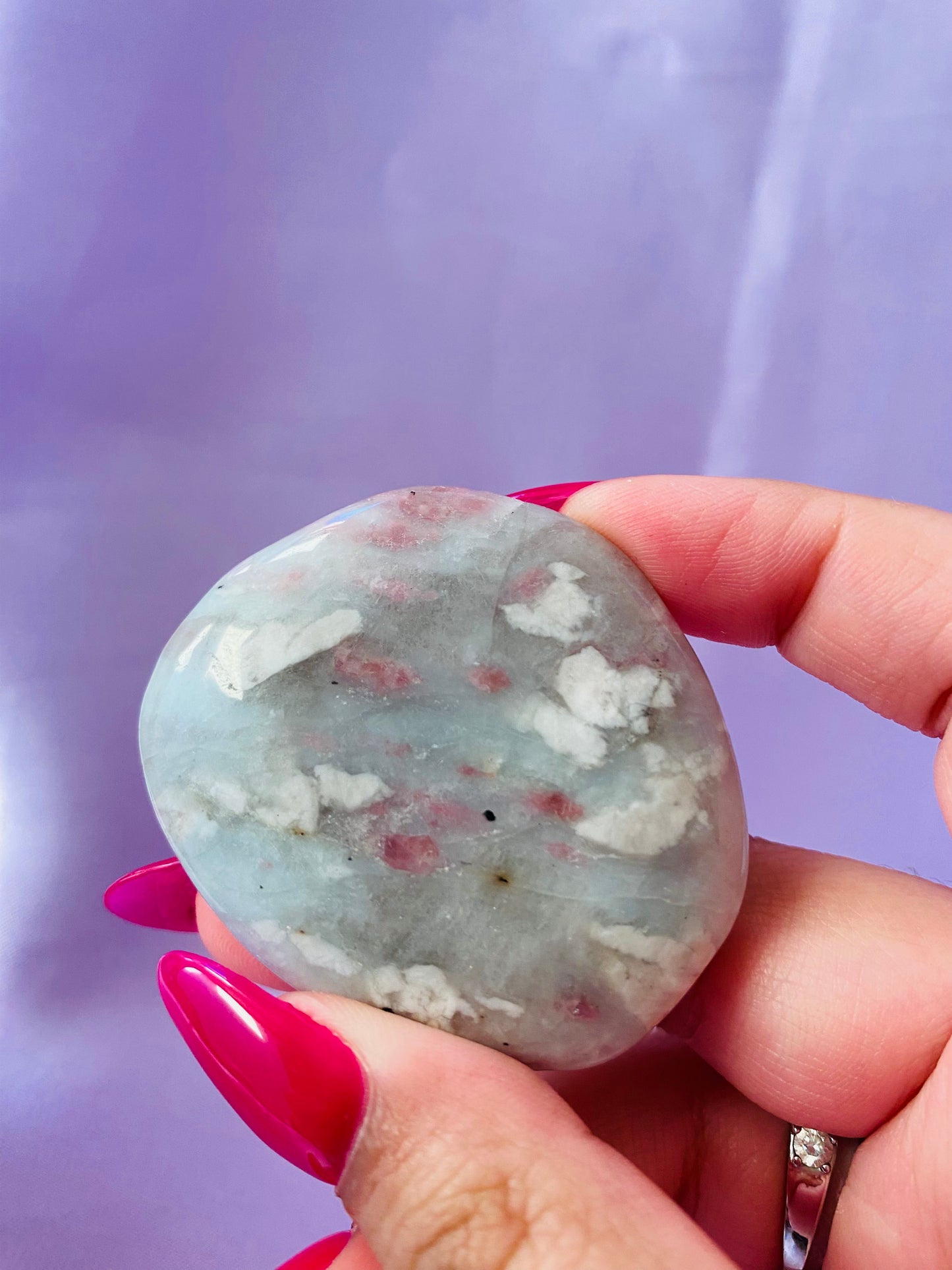 Pink Tourmaline in Quartz Palmstone B