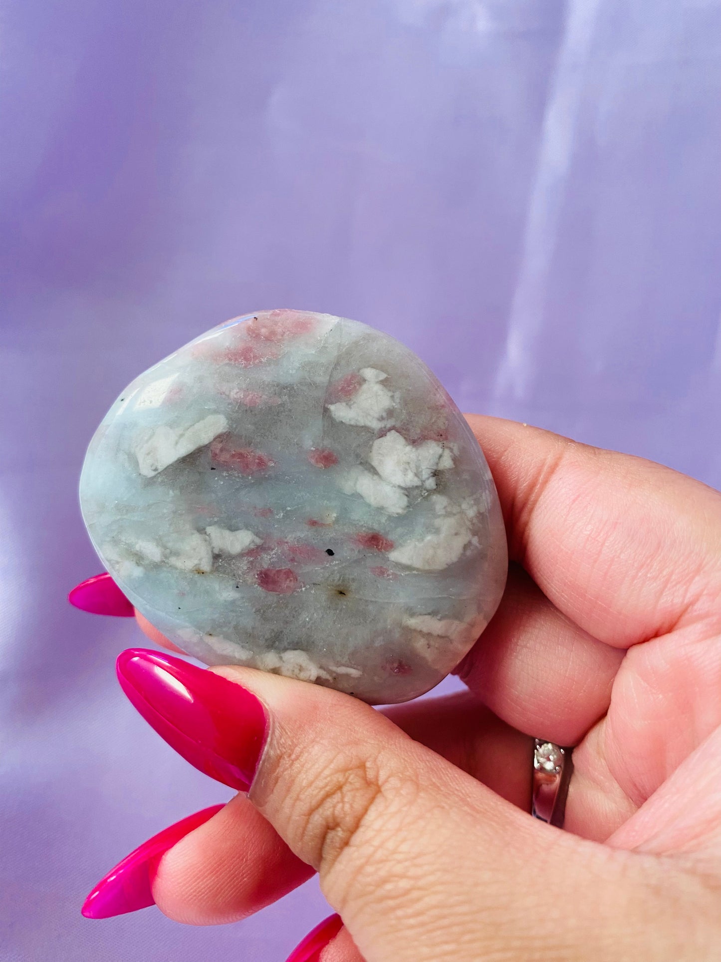 Pink Tourmaline in Quartz Palmstone B
