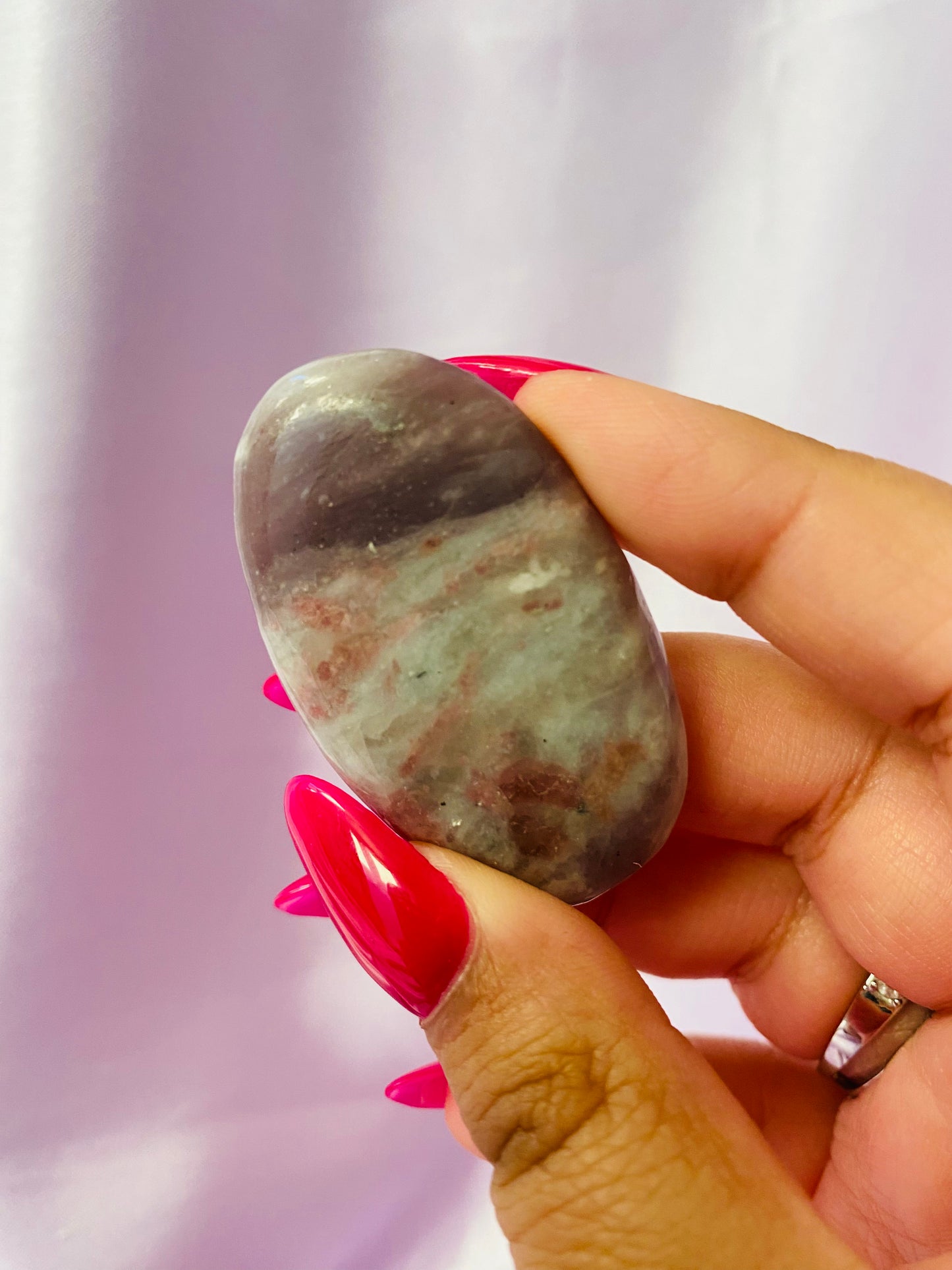 Pink Tourmaline in Quartz Palmstone A