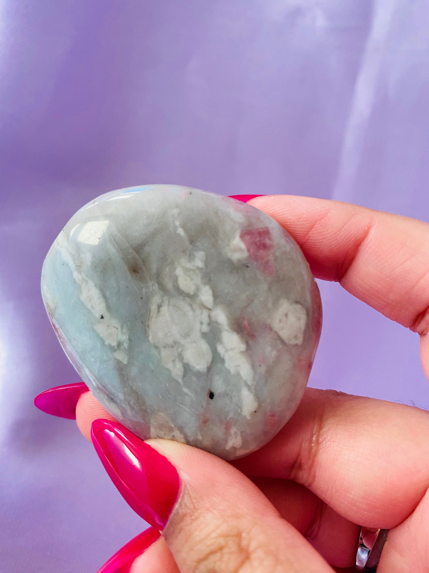 Pink Tourmaline in Quartz Palmstone B