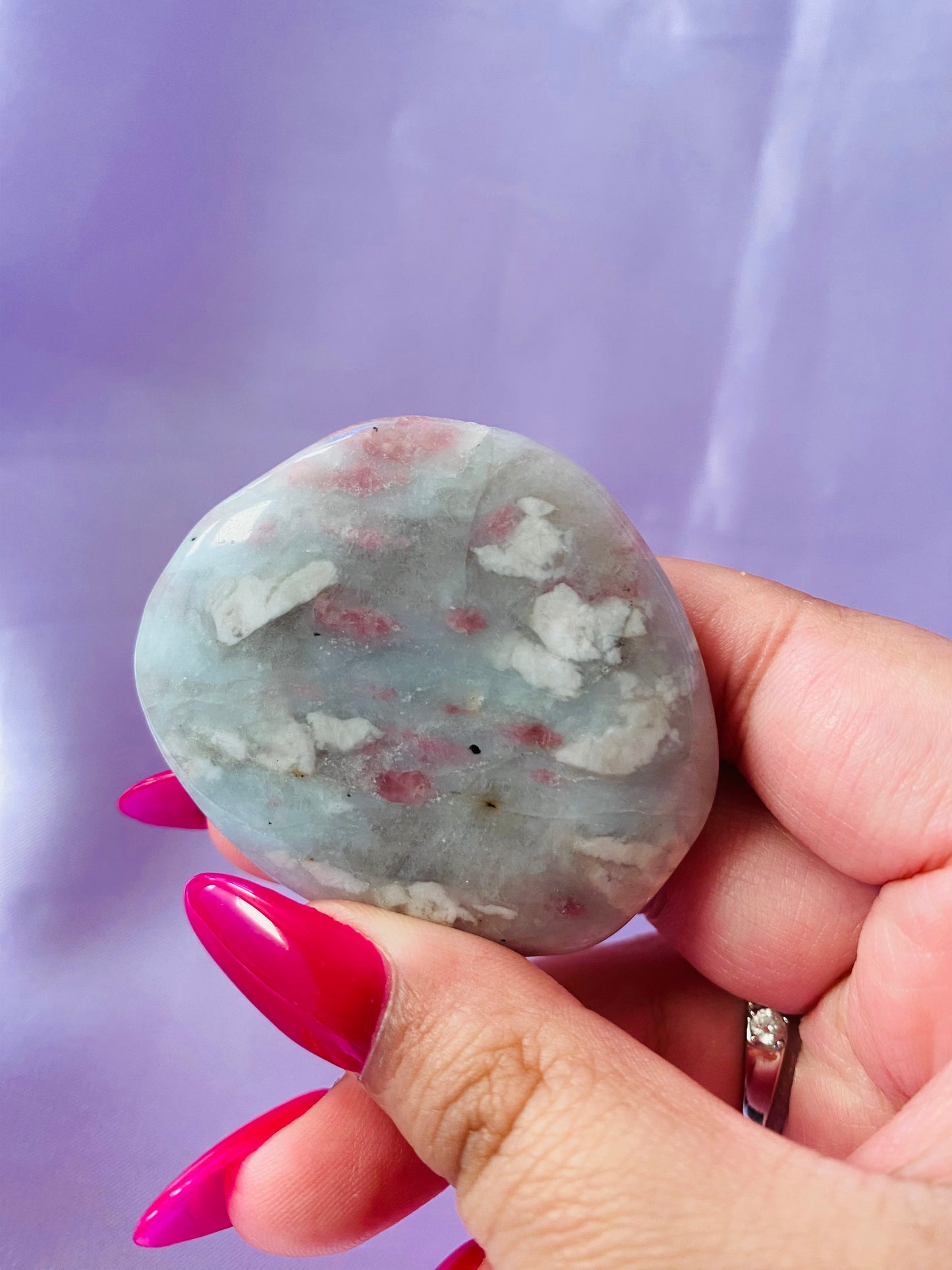 Pink Tourmaline in Quartz Palmstone B