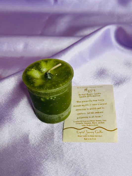 Reiki-Charged Votive Candle: Money & Manifestation