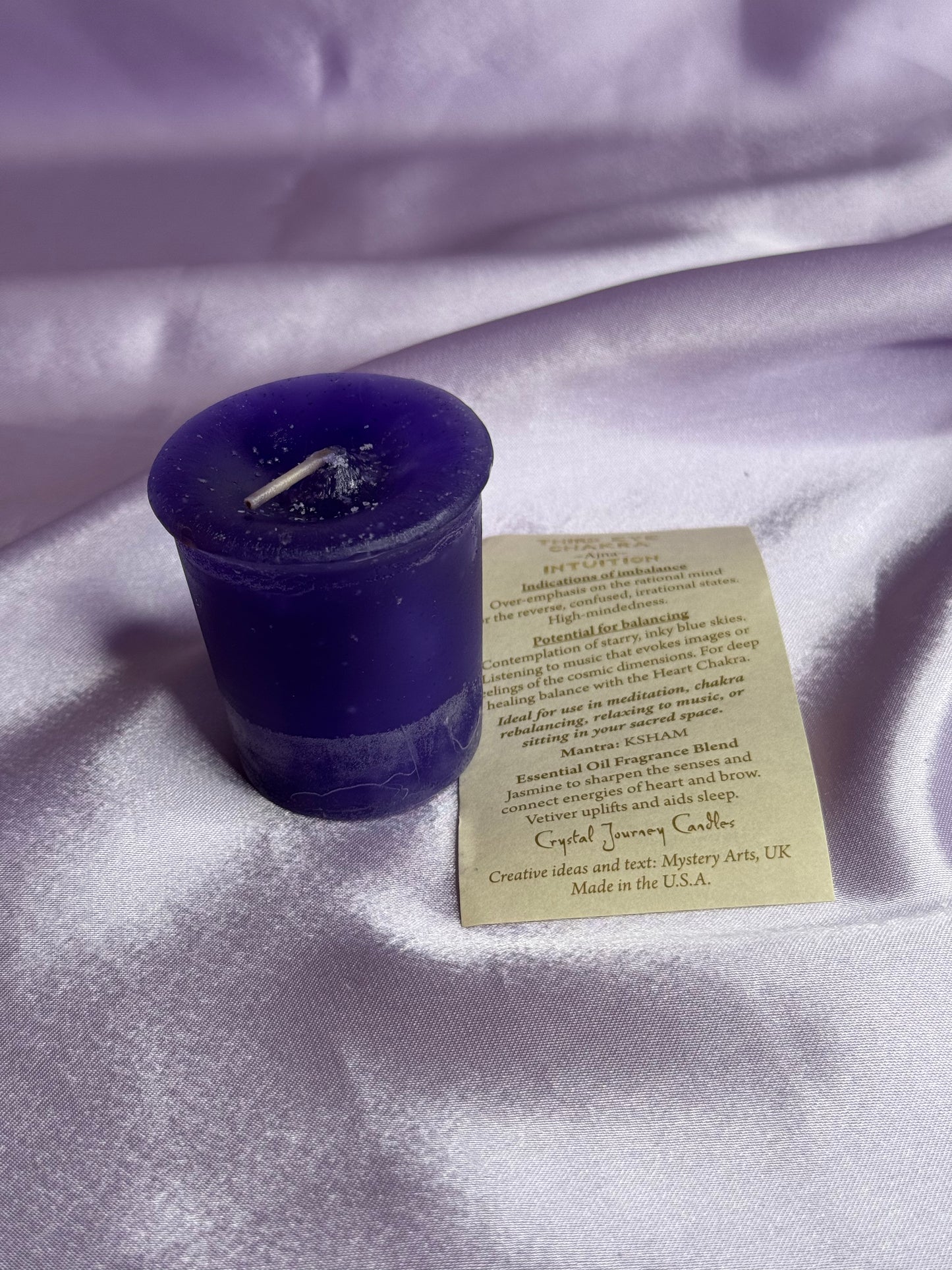 Reiki-Charged Votive Candle: Third-Eye Chakra