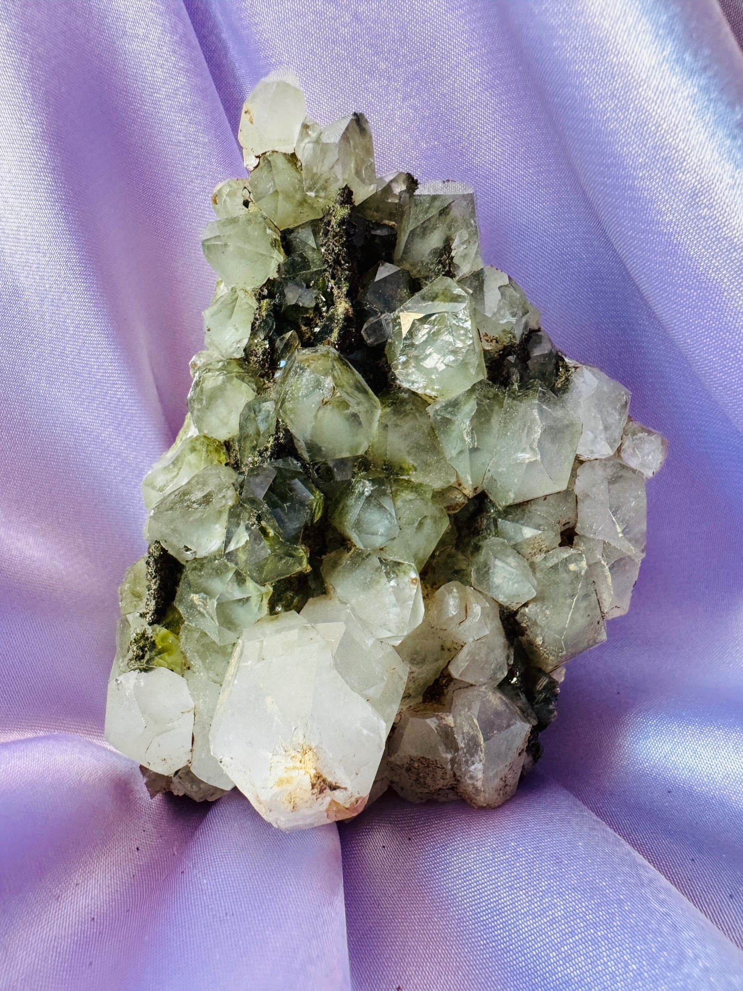 Forest Epidote in Quartz Clusters