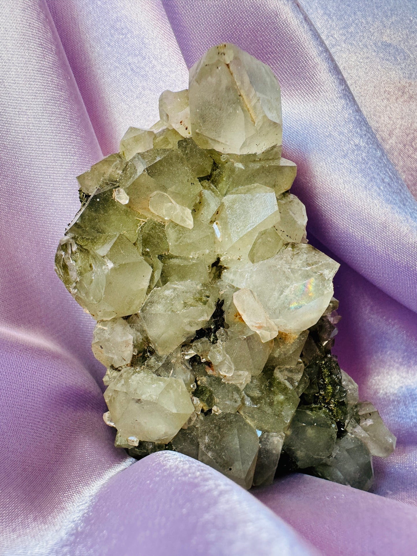 Forest Epidote in Quartz Clusters